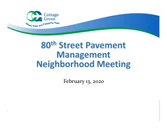 February 13, 2020  What is the purpose of tonights  meeting?  Provide property owners with