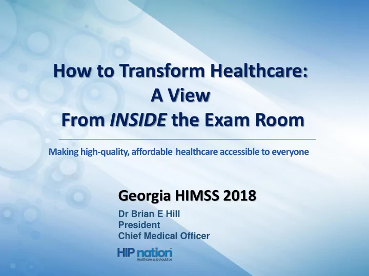 how to transform healthcare