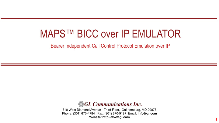 maps bicc over ip emulator