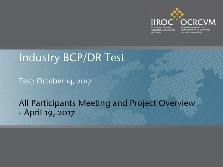 industry bcp dr test