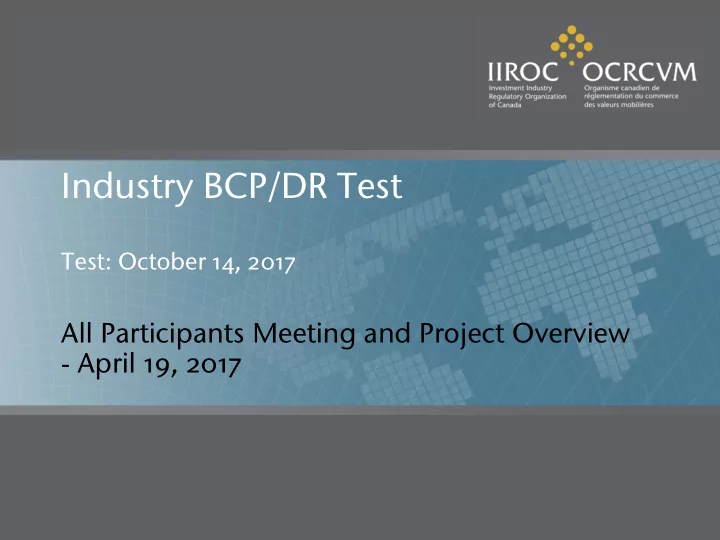 industry bcp dr test