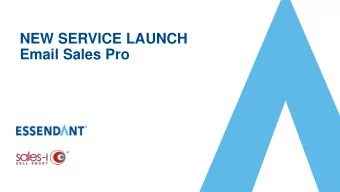 NEW SERVICE LAUNCH  Email Sales Pro  1TA  TTA1ATA  Todays Presenters  Dianne Lucca  Email