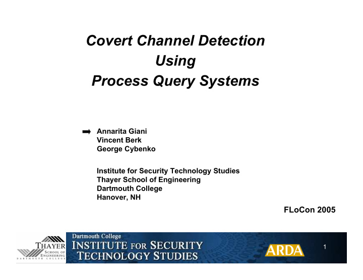 covert channel detection using process query systems