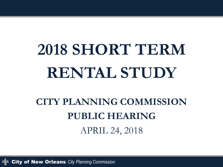 2018 short term rental study