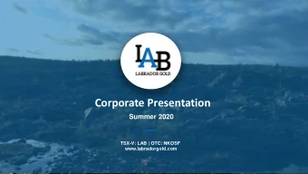 Corporate Presentation  Summer 2020  TSX-V: LAB | OTC: NKOSF  www.labradorgold.com  Disclaimer