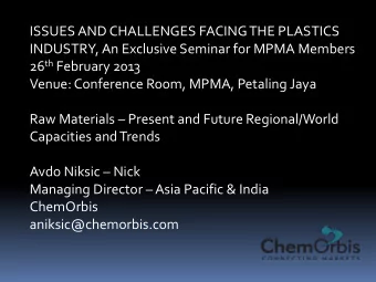 Avdo Niksic  Nick  Managing Director  Asia Pacific &amp; India  ChemOrbis