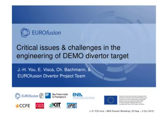 Critical issues &amp; challenges in the  engineering of DEMO divertor target  J.-H. You, E. Visca,