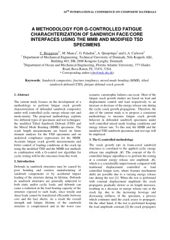 A METHODOLOGY FOR G-CONTROLLED FATIGUE  CHARACHTERIZATION OF SANDWICH FACE/CORE  INTERFACES USING