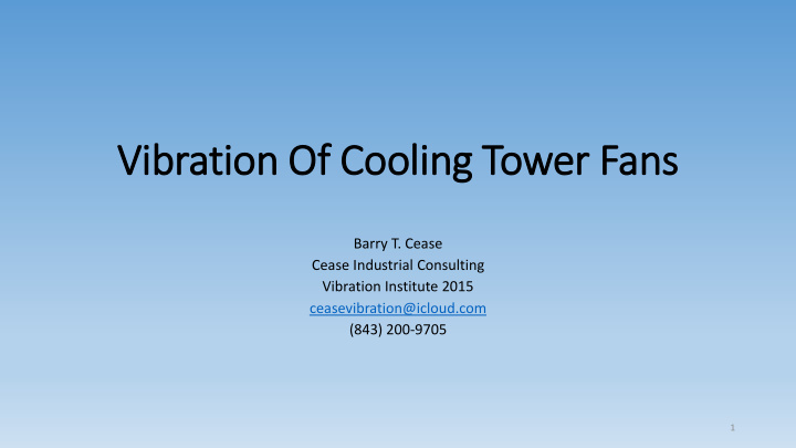 vib ibration of cooling tower fans