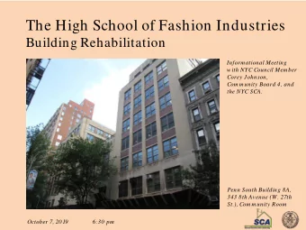 The High School of Fashion Industries  Building Rehabilitation  Informational Meeting  with NYC