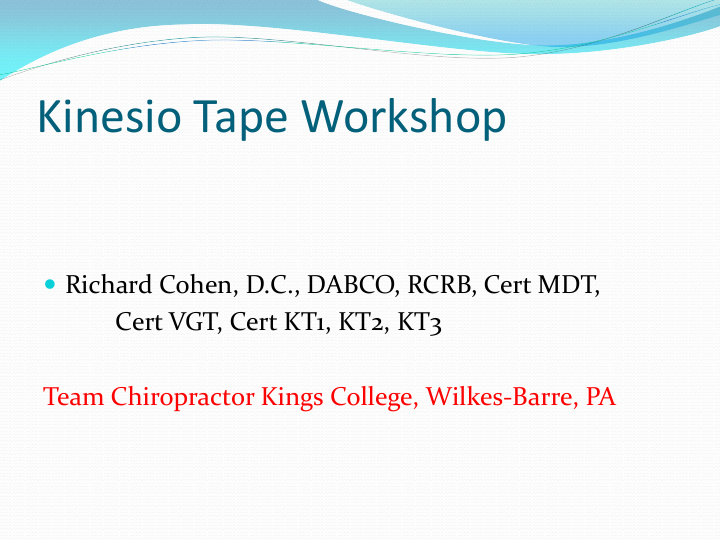 kinesio tape workshop