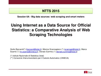 Session 6A - Big data sources: web scraping and smart meters  Using Internet as a Data Source for