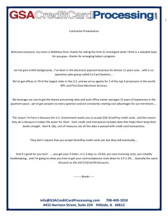 info@GSACreditCardProcesssing.com       708-449-1010  4415 Harrison Street, Suite 224    Hillside,