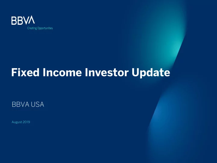 fixed income investor update