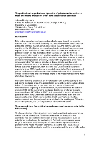 The political and organizational dynamics of private credit creation: a  meso and macro analysis of