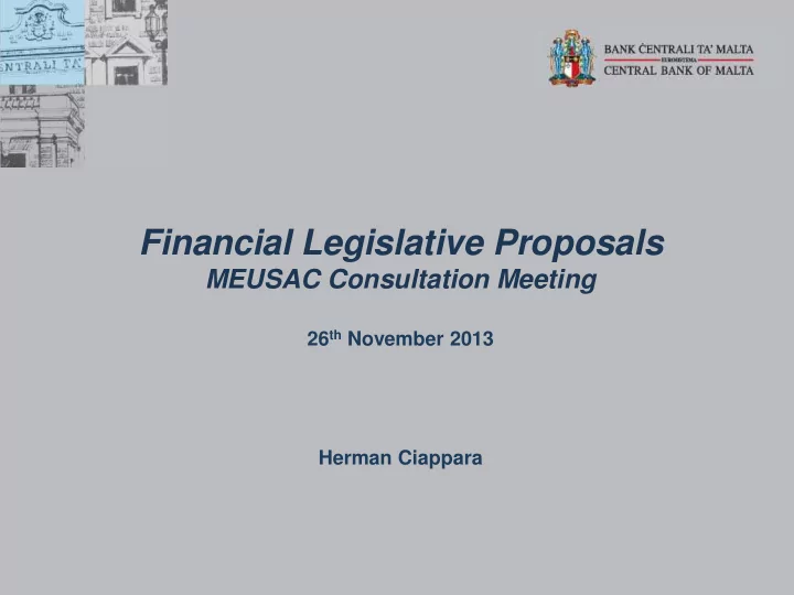 financial legislative proposals
