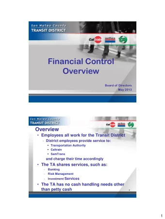 Financial Control  Overview  Board of Directors  May 2013  Overview  Employees all work for the