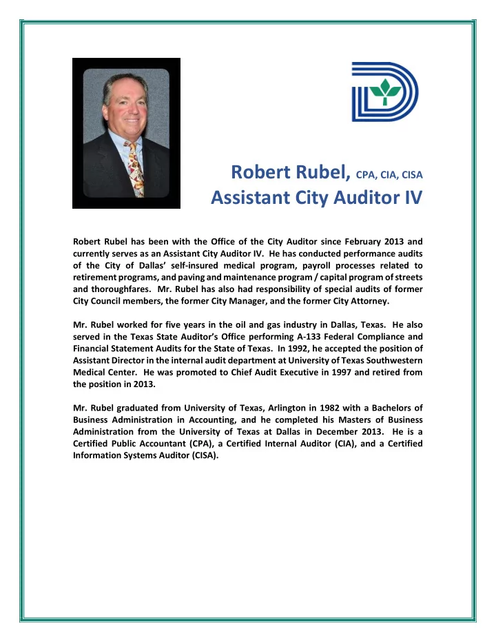 assistant city auditor iv