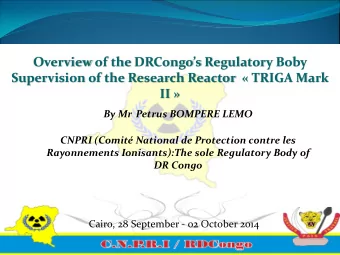 1. National Legal Framework  2. RR Background information  3. Inspections of RR  1. National Legal