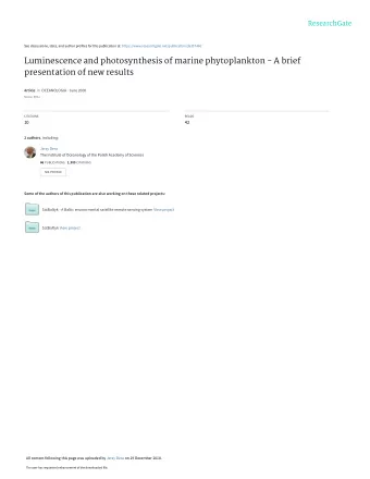 Luminescence and photosynthesis of marine phytoplankton - A brief  presentation of new results