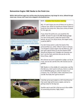 Reinvention Engine: NBC Neebo to the Finish Line  NOTES: Add stuff from pages four and five about