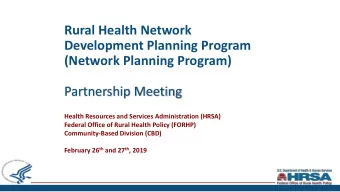 Development Planning Program  (Network Planning Program)  Partnership Meeting  Health Resources and