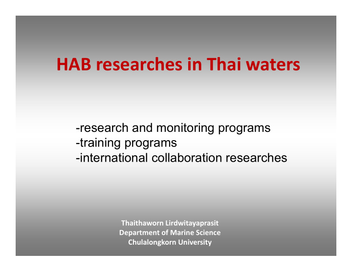 hab researches in thai waters