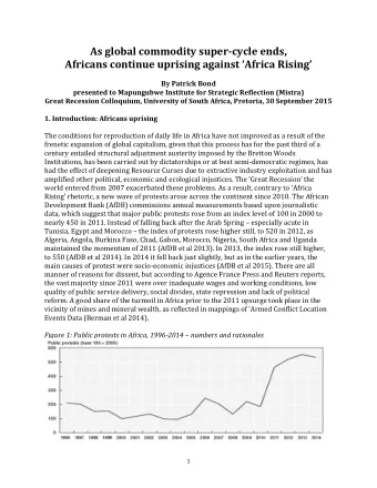 As global commodity super-cycle ends, Africans continue uprising against  Africa Rising   By