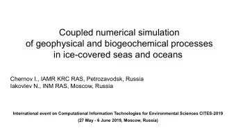 Coupled numerical simulation  of geophysical and biogeochemical processes  in ice-covered seas and