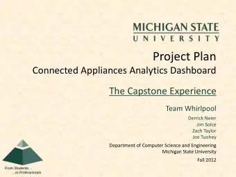 Project Plan  Connected Appliances Analytics Dashboard  The Capstone Experience  Team Whirlpool