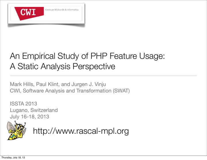 an empirical study of php feature usage a static analysis
