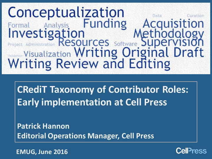 credit taxonomy of contributor roles early implementation