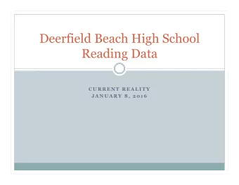 Deerfield Beach High School  Reading Data  C U R R E N T  R E A L I T Y  J A N U A R Y  8 ,  2 0 1