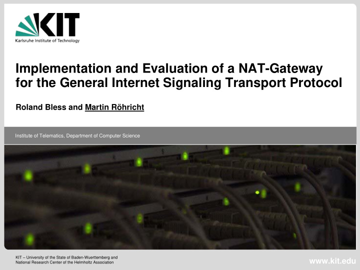 implementation and evaluation of a nat gateway for the