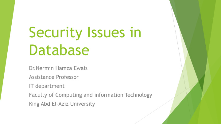 security issues in database