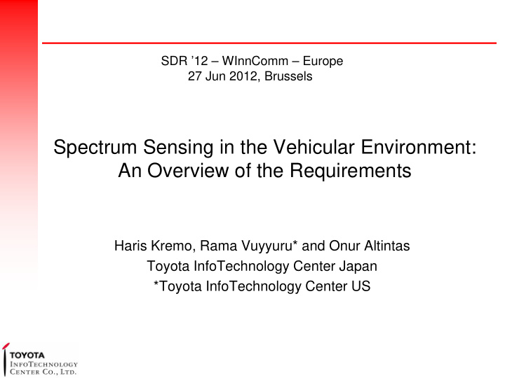 spectrum sensing in the vehicular environment an overview