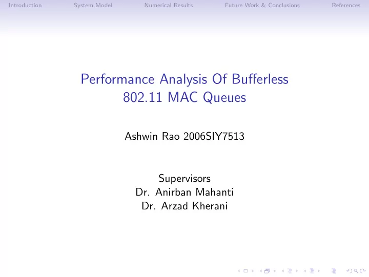 performance analysis of bufferless 802 11 mac queues