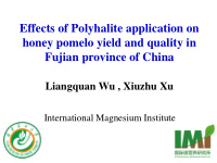 effects of polyhalite application on honey pomelo yield