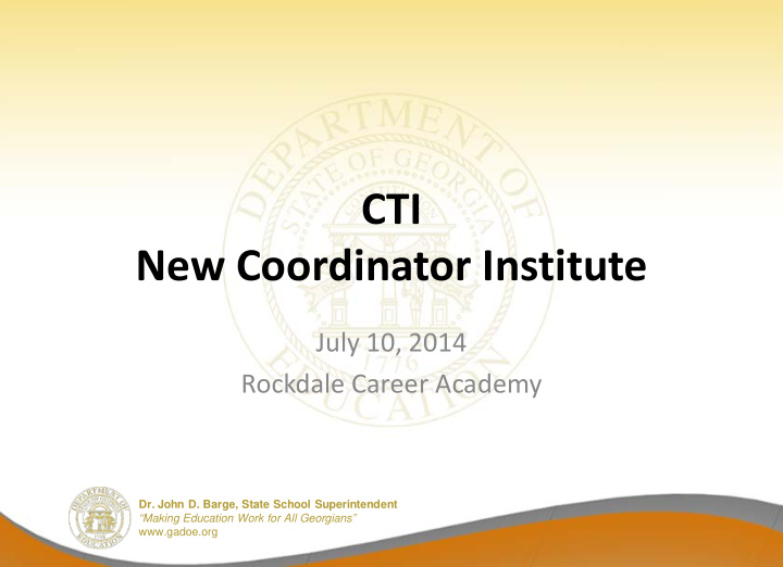 cti new coordinator institute