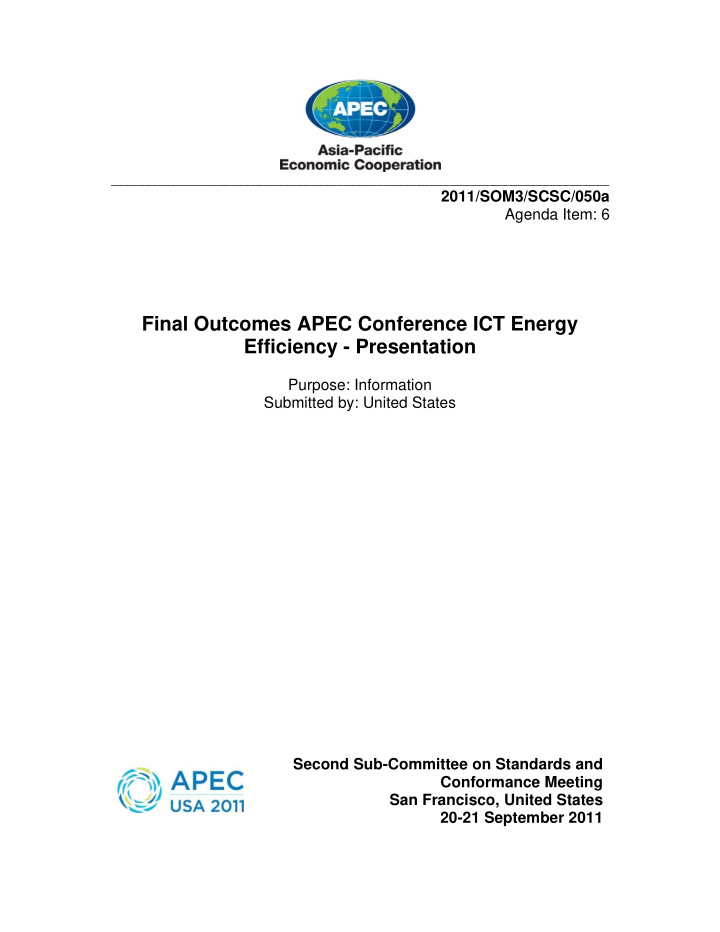 final outcomes apec conference ict energy efficiency