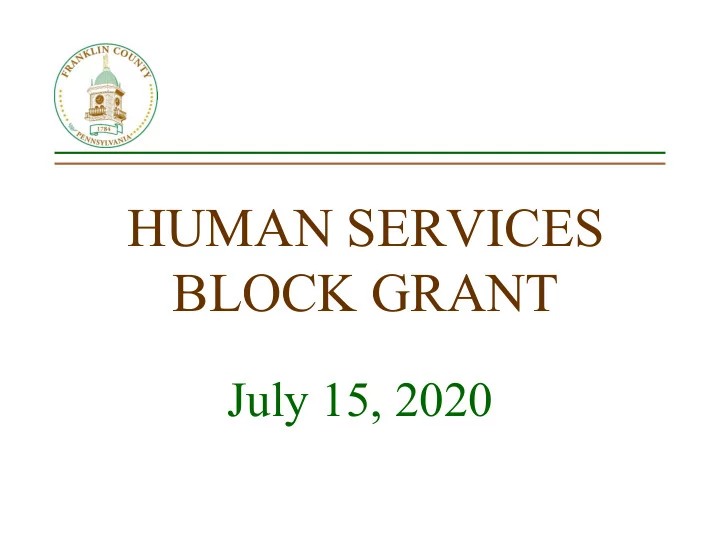 human services block grant