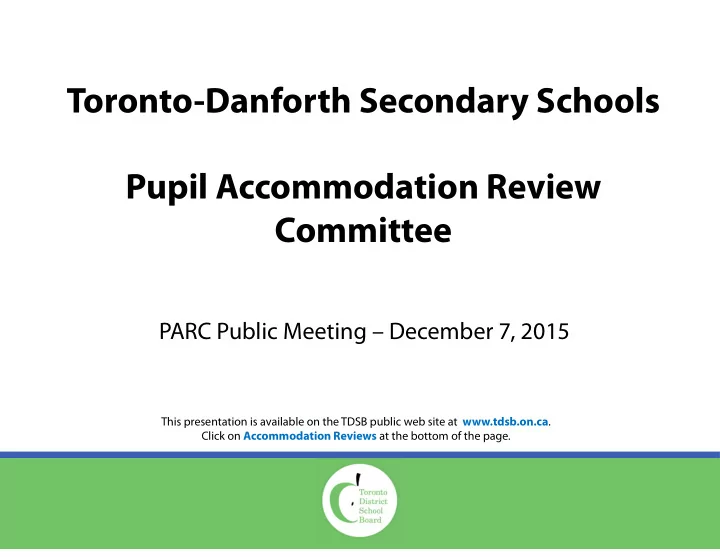 toronto danforth secondary schools pupil accommodation