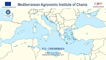 Mediterranean Agronomic Institute of Chania  H2020-MSCA-RISE-2016  Funded by the European Union