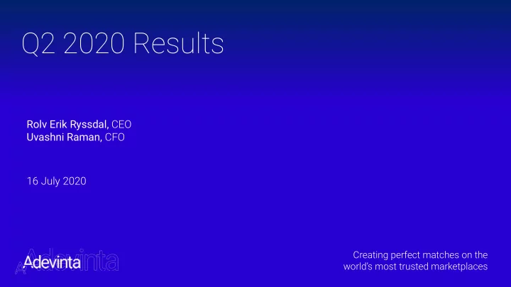 q2 2020 results