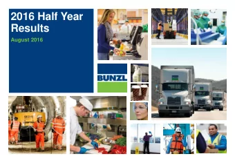 2016 Half Year  Results  August 2016  Agenda  1  Philip Rogerson, Chairman: Introduction  2  Brian