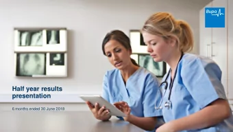 Half year results  presentation  6 months ended 30 June 2018  HY 2018 results presentation  Agenda