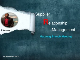 Take home SRM menu    SA Economic Background    Procurement Environment    SRM Business