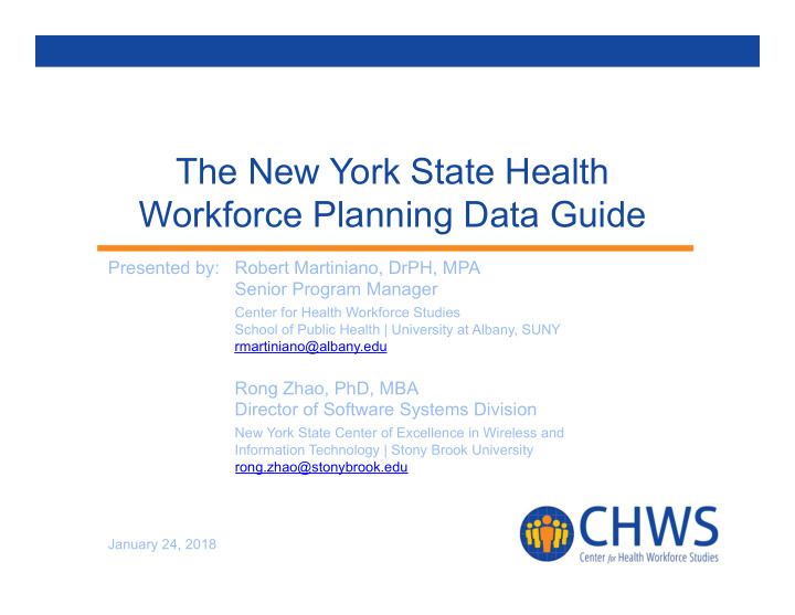 the new york state health workforce planning data guide