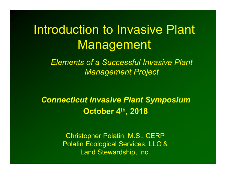introduction to invasive plant management