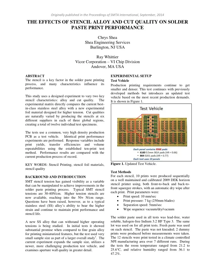 the effects of stencil alloy and cut quality on solder